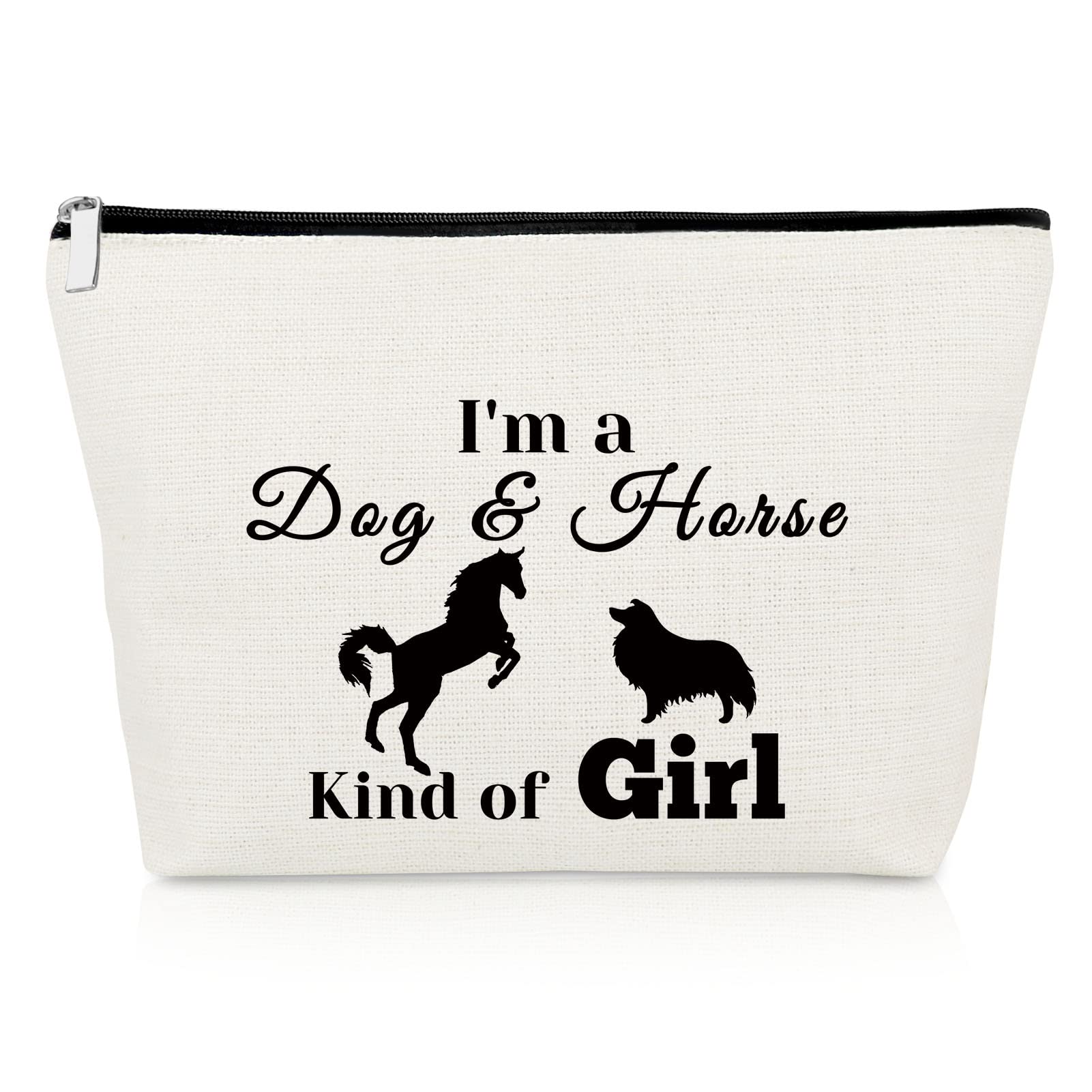 GevodyDog Lover Gifts for Women Makeup Bag Horse Dog Lover Gifts Horse Lover Gifts for Teen BFF Equestrian Gifts Cosmetic Bag Animal Lover Gifts Dog Mom Cowgirl Gifts Christmas Birthday Gift Cosmetic Pouch