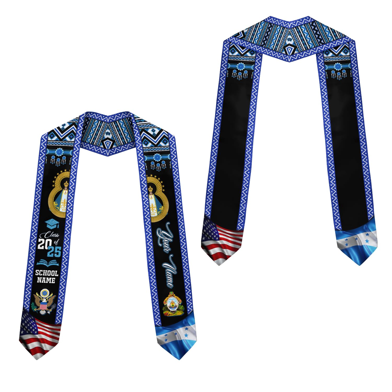 MonkeyVan Personalized Honduran Graduation Stole 2025,Custom Honduras Flag Sash,Honduras Graduation Stole for Class of 2025 S356