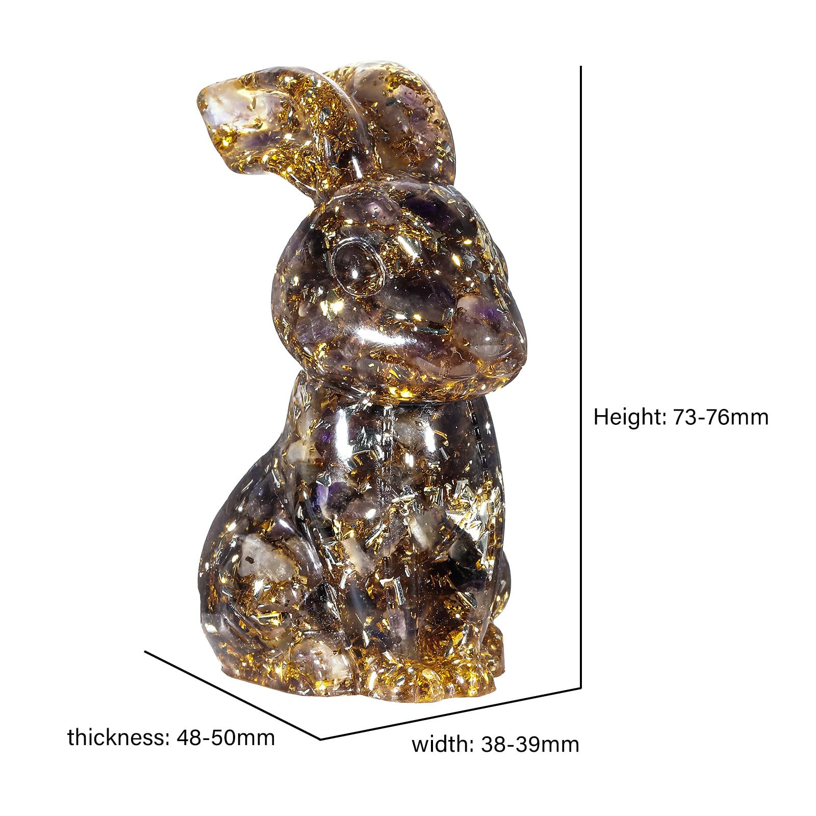 Nupuyai 3" Amethyst Crystal Stone Animal Rabbit Statue - Image 2
