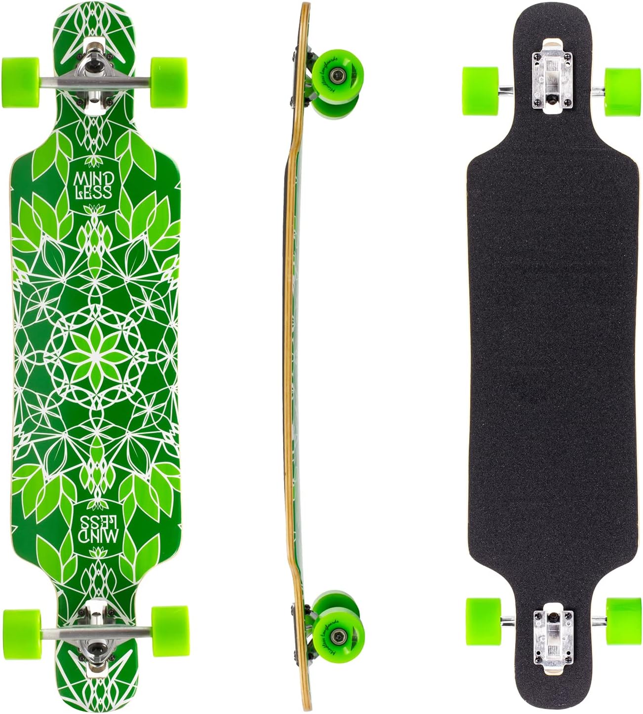 Mindless Sanke Ill | 39” Drop Through Longboard 8 Ply Maple Low Centre of Gravity W 7” DT Trucks For Greater Stability | 70mm 80A Soft Wheels Fast Responsive | Downhill Style City Cruiser