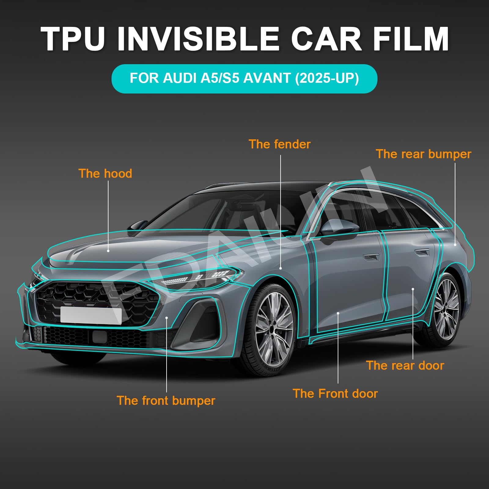 FDAIUN for 2025 Audi A5/S5 Avant Precut Paint Protective Film 8.5 Mil TPU PPF Clear Car HD Scratch Exterior Accessories (Full Body)