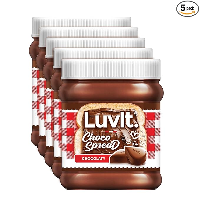 LuvIt. Choco Spread | Smooth & Delicious | Made with Cocoa | Best for Chocolate Bread, Cakes, Shakes, Dosa, Roti | Pack of 5-310g Each at Rs. 490