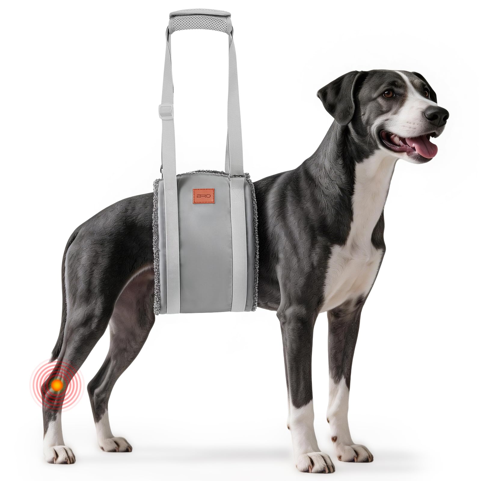 Adjustable Dog Lifting Harness, Support and Rehab Harness for Weak Rear Legs, Soft Sling Assist The Dog Who are Senior, Injured, Disabled and After ACL Surgery Rehabilitation (Grey, XL)