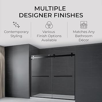 Frameless Double Sliding Shower Door 44-48 x 74 - SGCC Tempered Glass 3/8 Inch - Chrome Heavy Duty Hardware with Adjustable Wall Profiles