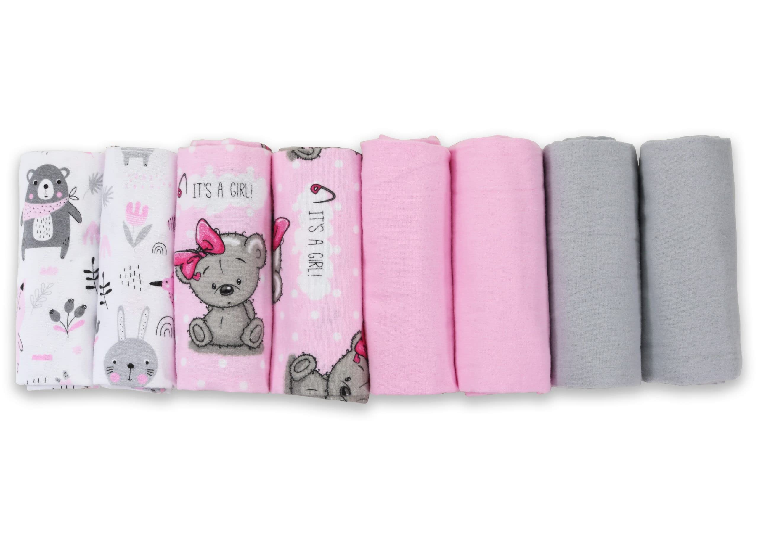 FENSILO Moltontücher, Spucktücher Baby, 8er Pack, 80x80cm, Spucktuch 100% Baumwolle Flanell Moltontuch Unisex Spucktücher für Jungen oder Mädchen-girl2