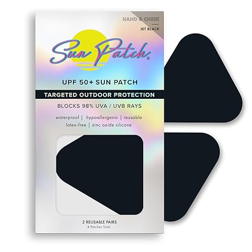 Sun Patch Parches hipoalergénicos para mejillas o manos con pantalla solar, 100% silicona UPF-50, protección UV, reutilizable, 1 paquete4 pares,