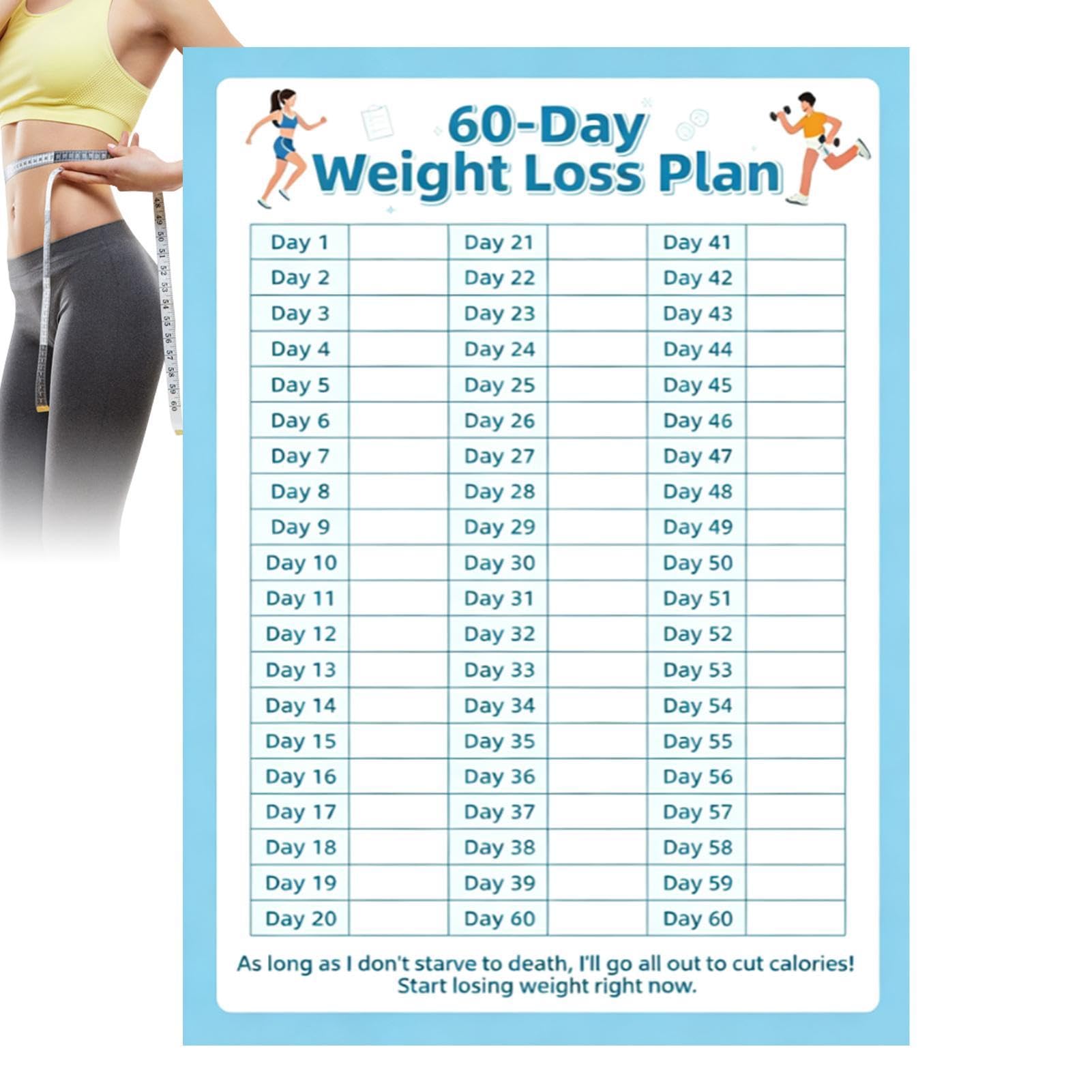 Weight Loss Tracking Chart | 60-Day Weight Loss Plan | Weightloss Journal