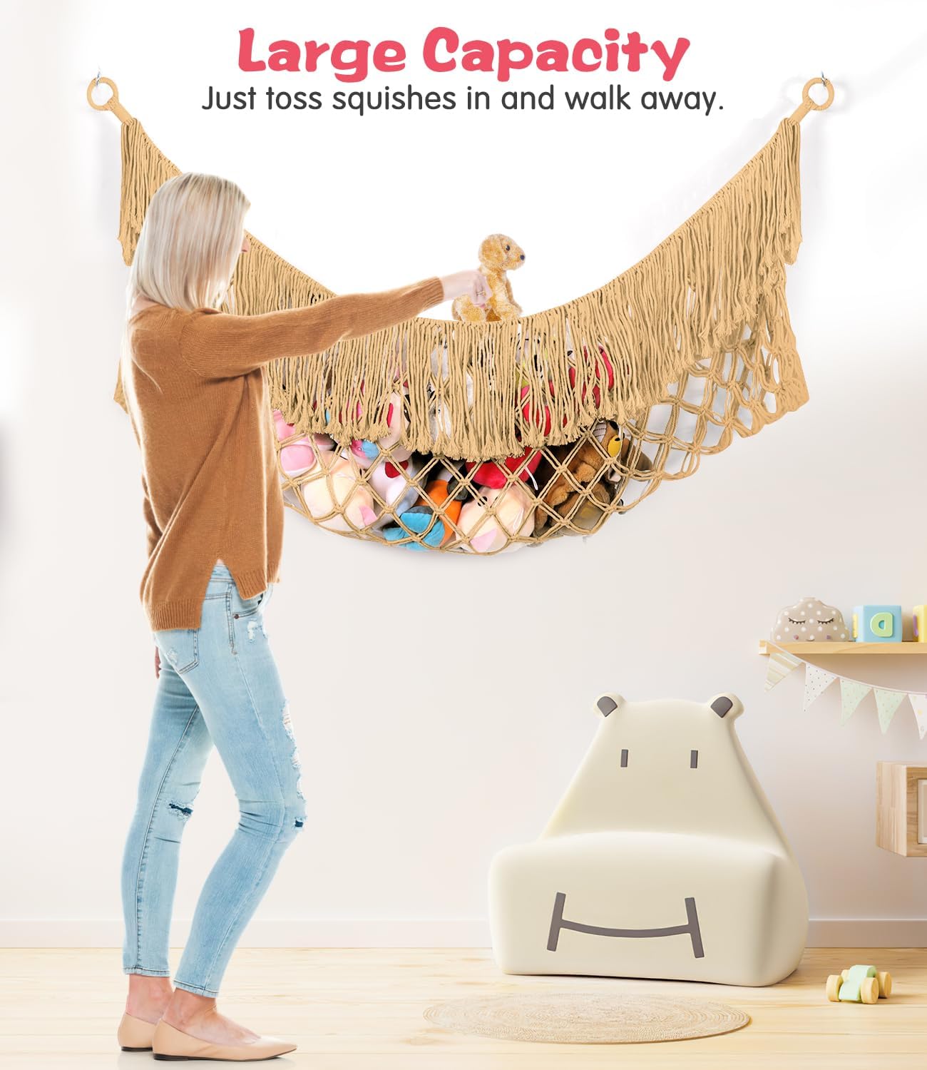 Stuffed Animal Hammock - Extra Large 63'' Long (Camel)