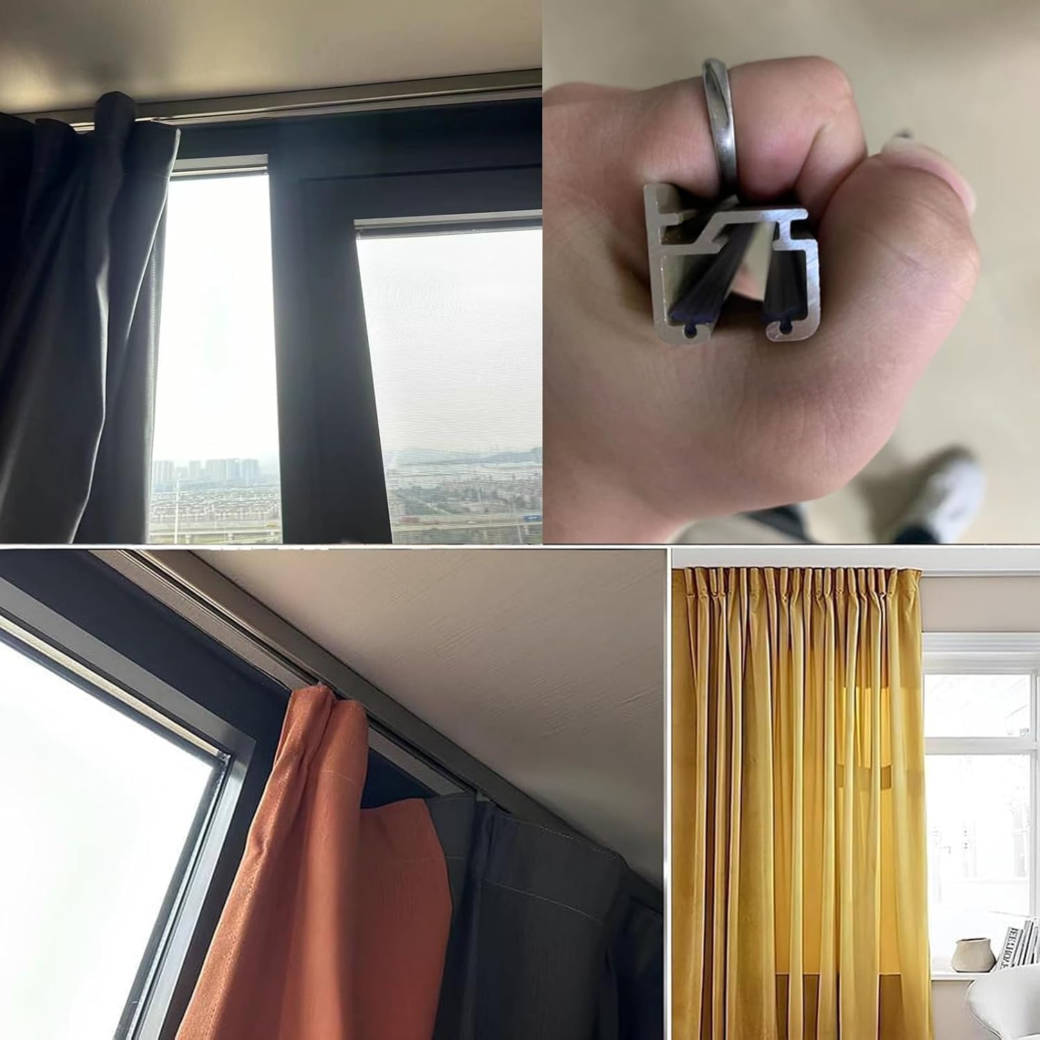 Super Heavy-Duty Ceiling Curtain Track - 3.6m (11.8ft) Gold Room Divider, Easy Install Smooth Sliding Ceiling & Wall Mount with Silent Rollers, Durable Curtain Rail System