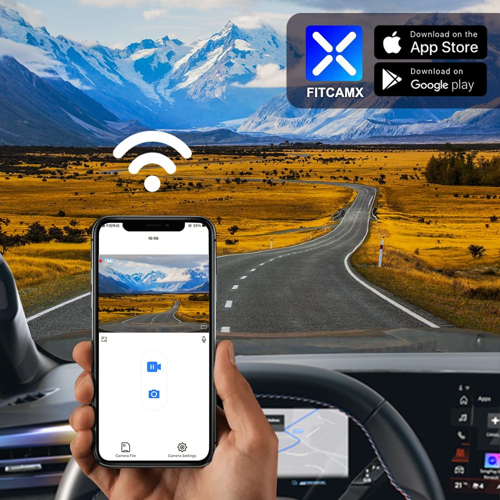 Fitcamx Dashcam 4K Compatible avec Renault Clio VI 2025 2026 (HD2-D1320), OEM camera embarquée voiture, 2160P UHD Video WIFI, G-Senseur, Enregistrement en Boucle, WDR dash cam, Plug & Play, Carte 64Go