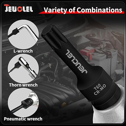 Vista 6 de Juego de llaves de vaso de impacto Torx Star de 6 puntos, T30 T40 T45 T50 T55 T60 T70 T80 1/2 pulgadas Kit de llaves Allen de accionamiento