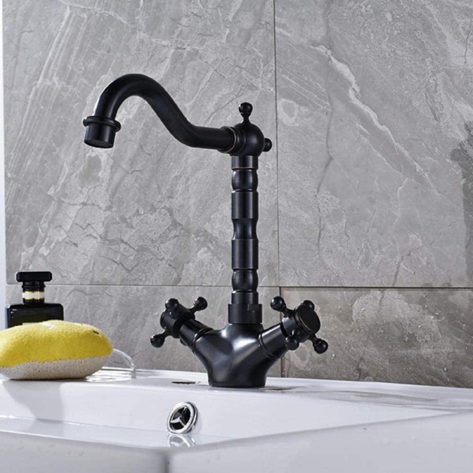 Robinet de lavabo mural haut pour ambiance spa de salle de bain
