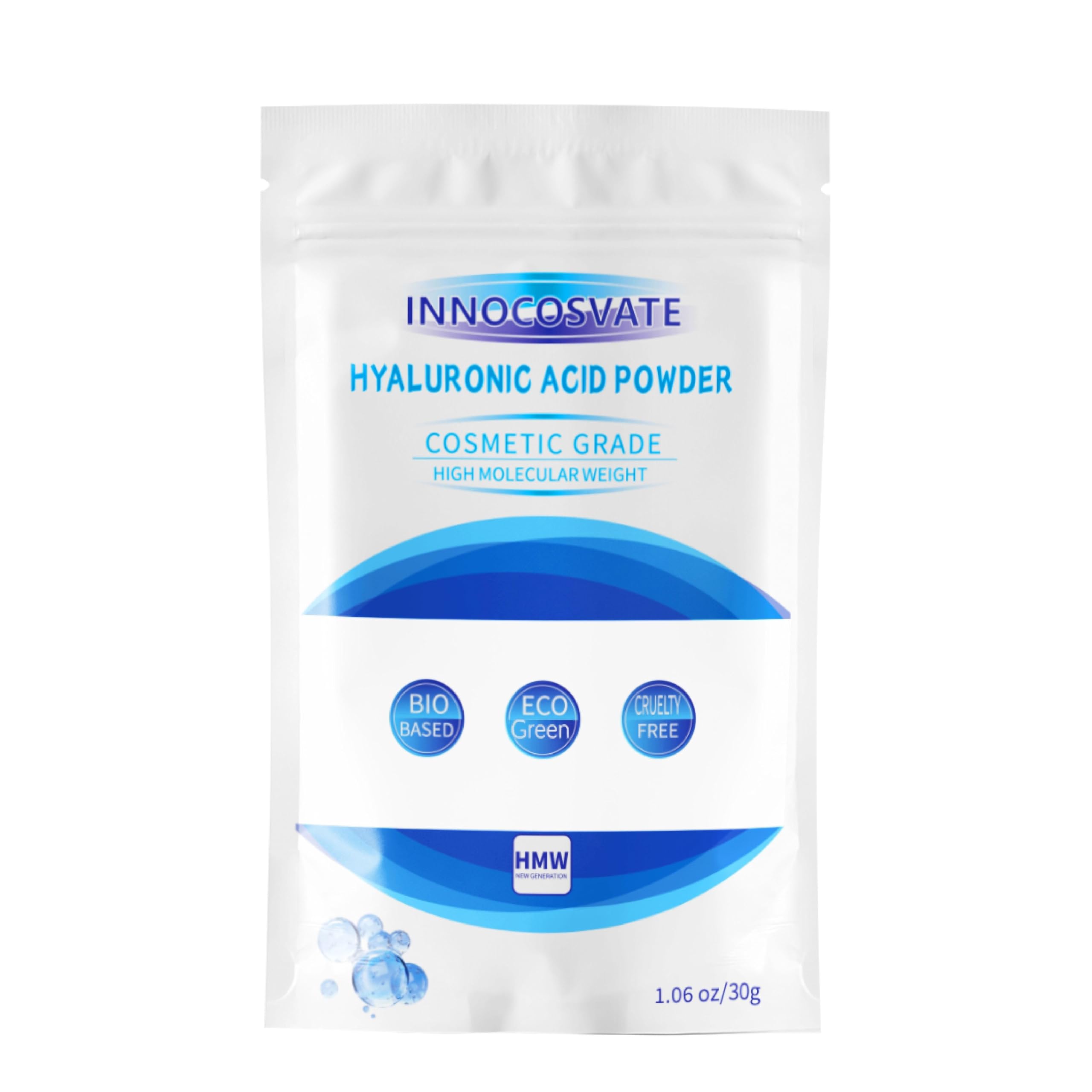 INNOCOSVATE Hyaluronic Acid Powder,High Molecular weight,Cosmetic Grade,Suitable for all skin types,Deep Hydration,Eco-green DIY Skincare Formula