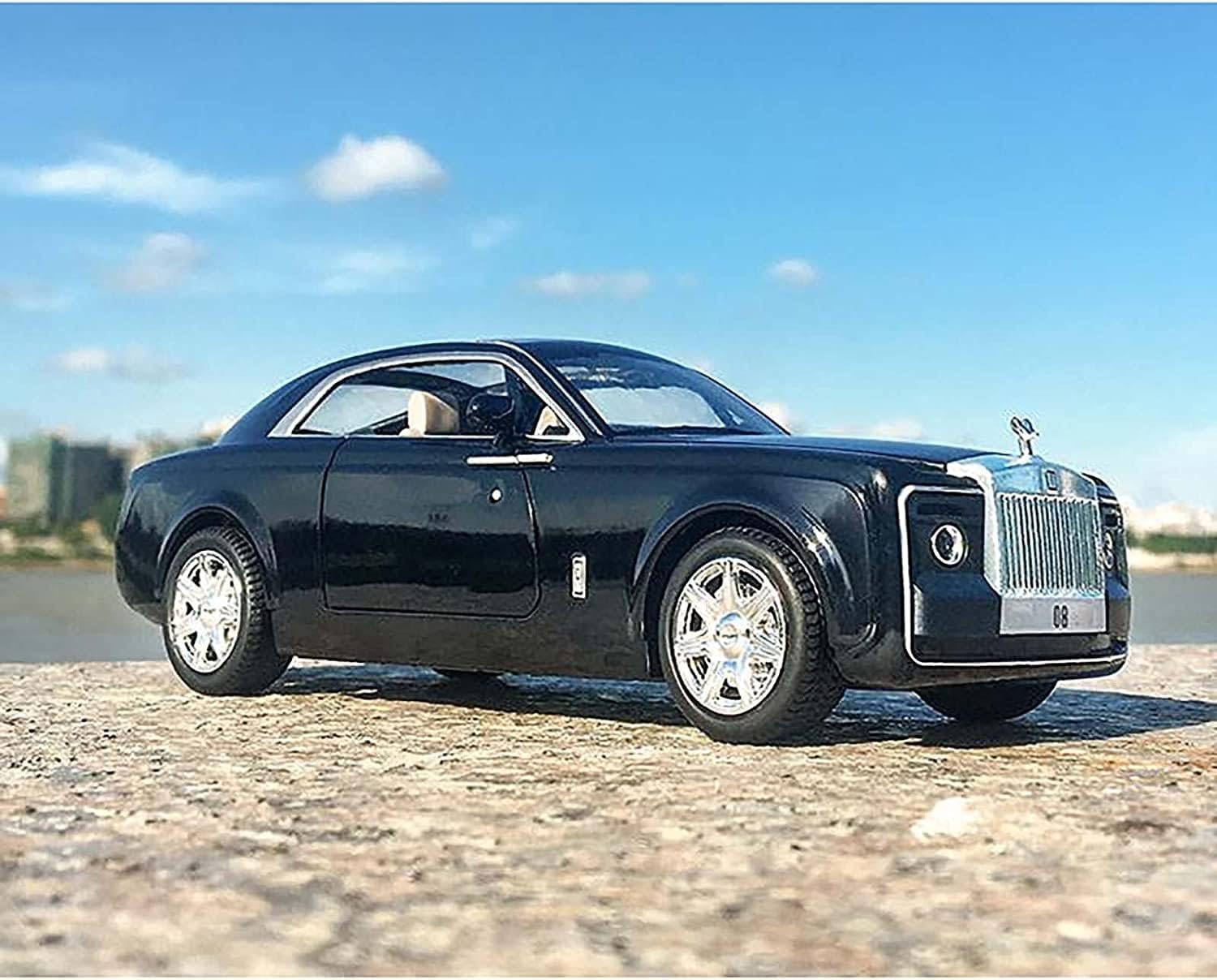 1:24 ロールスロイス合金車モデル - 音と光のプルバック車合金お気に入りギフトおもちゃ車 (Black)