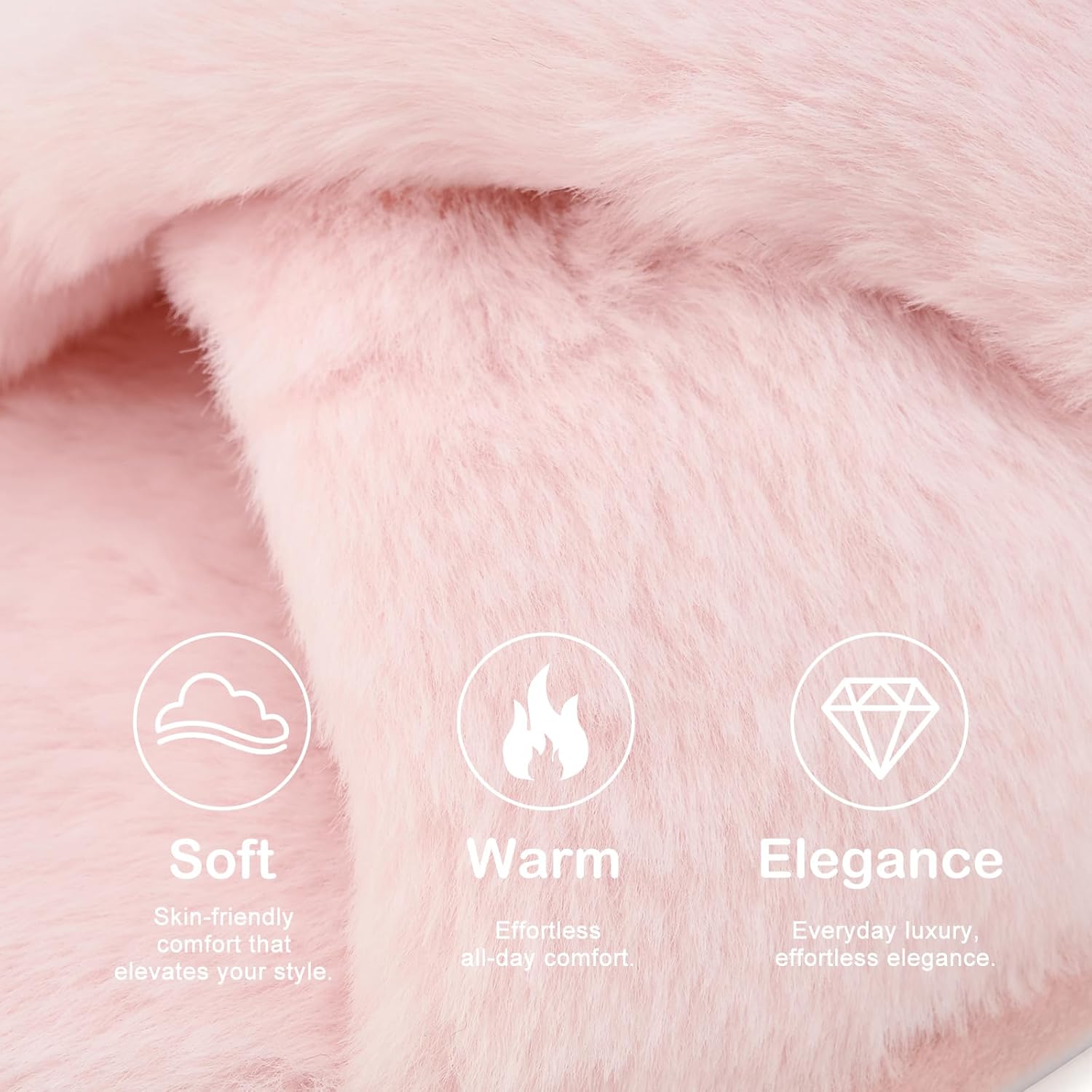 ANLUKE Women's Fuzzy Slippers Cross Band Memory Foam House Slippers for Women Cozy Indoor Outdoor Open Toe - Image 4