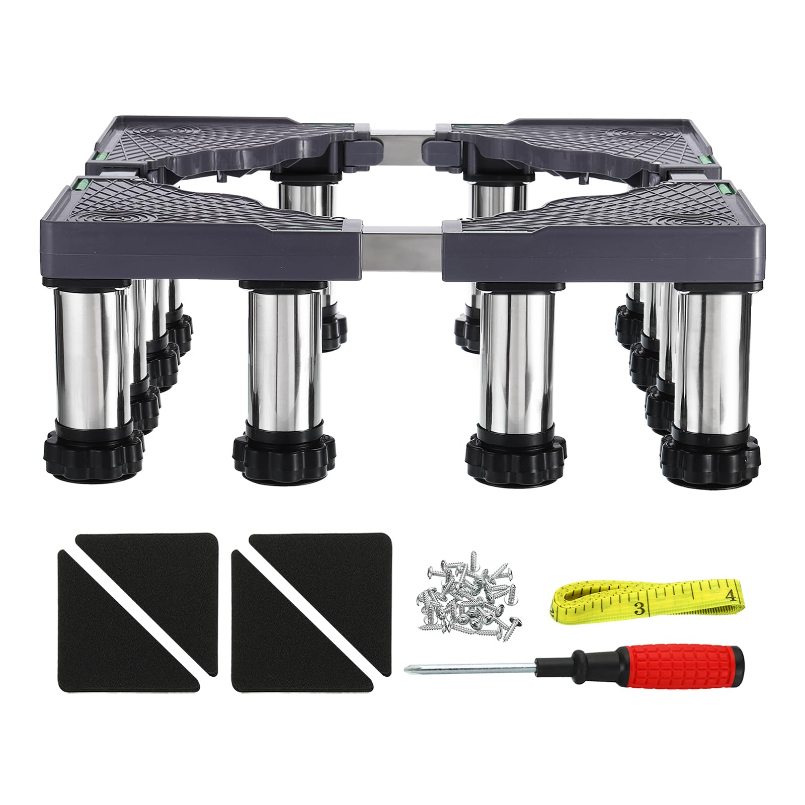PATIKIL Soporte para Mini Nevera, Base de Soporte para Lavadora de 12 Pata Fuerte, Base Multifuncional Ajustable con Bandeja Antivibración para Refrigerador, Altura de 5.5"-6.7"