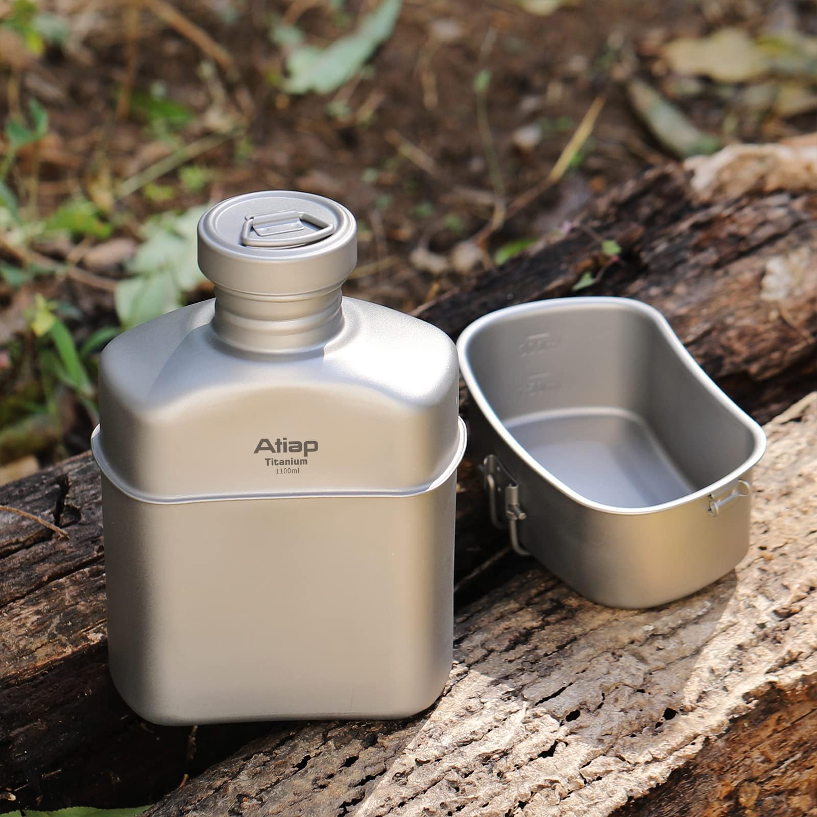 Titanium Canteen zestaw bałaganu z dzbankiem na butelkę wody, ultralekki przenośny garnek 1100 ml z kubkami 750 ml i 400 ml do układania w stos na świeżym powietrzu kemping piesze wycieczki