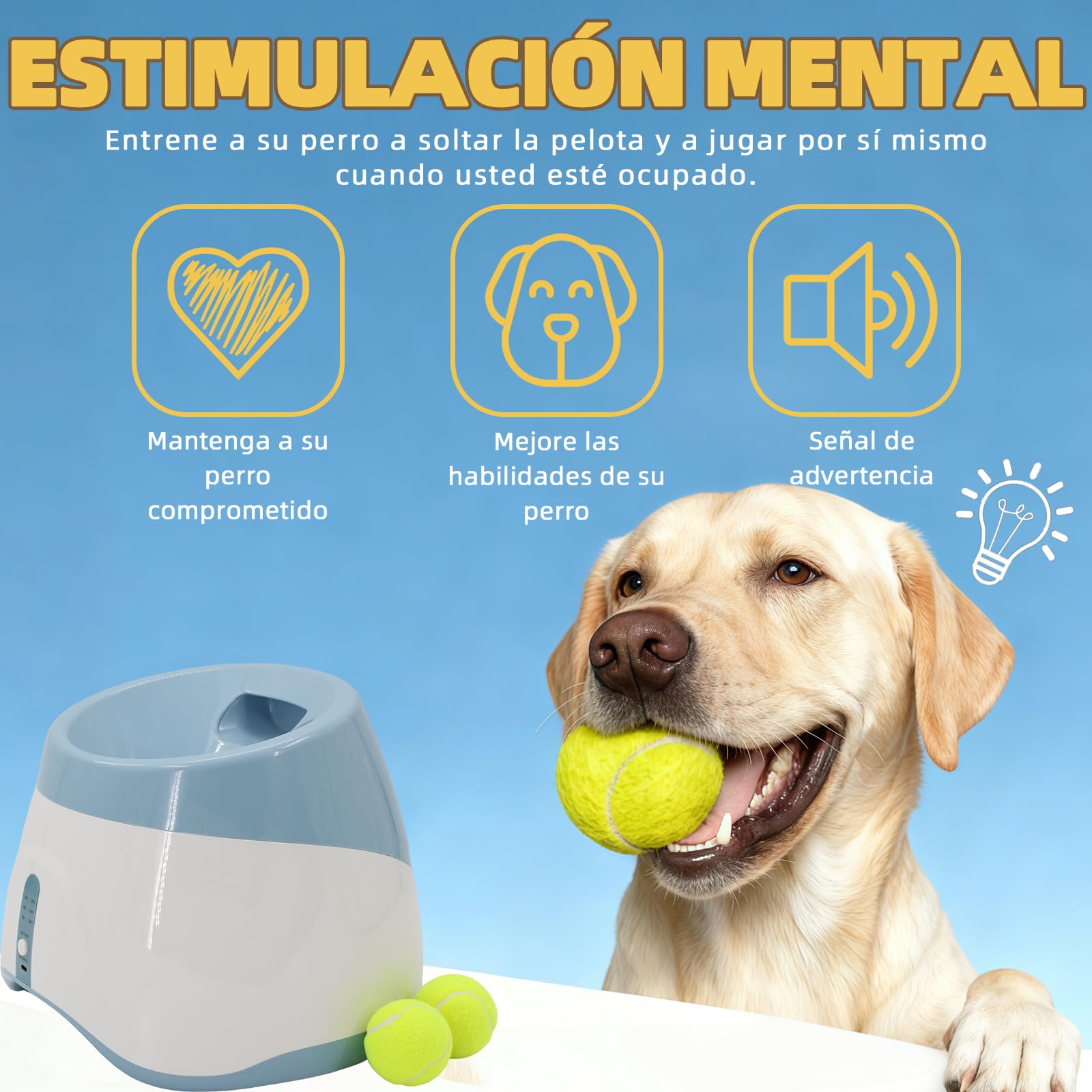 Máquina para lanzar pelotas para perros con 6 pelotas de tenis, juguete eléctrico interactivo para perros pequeños, para interior y exterior