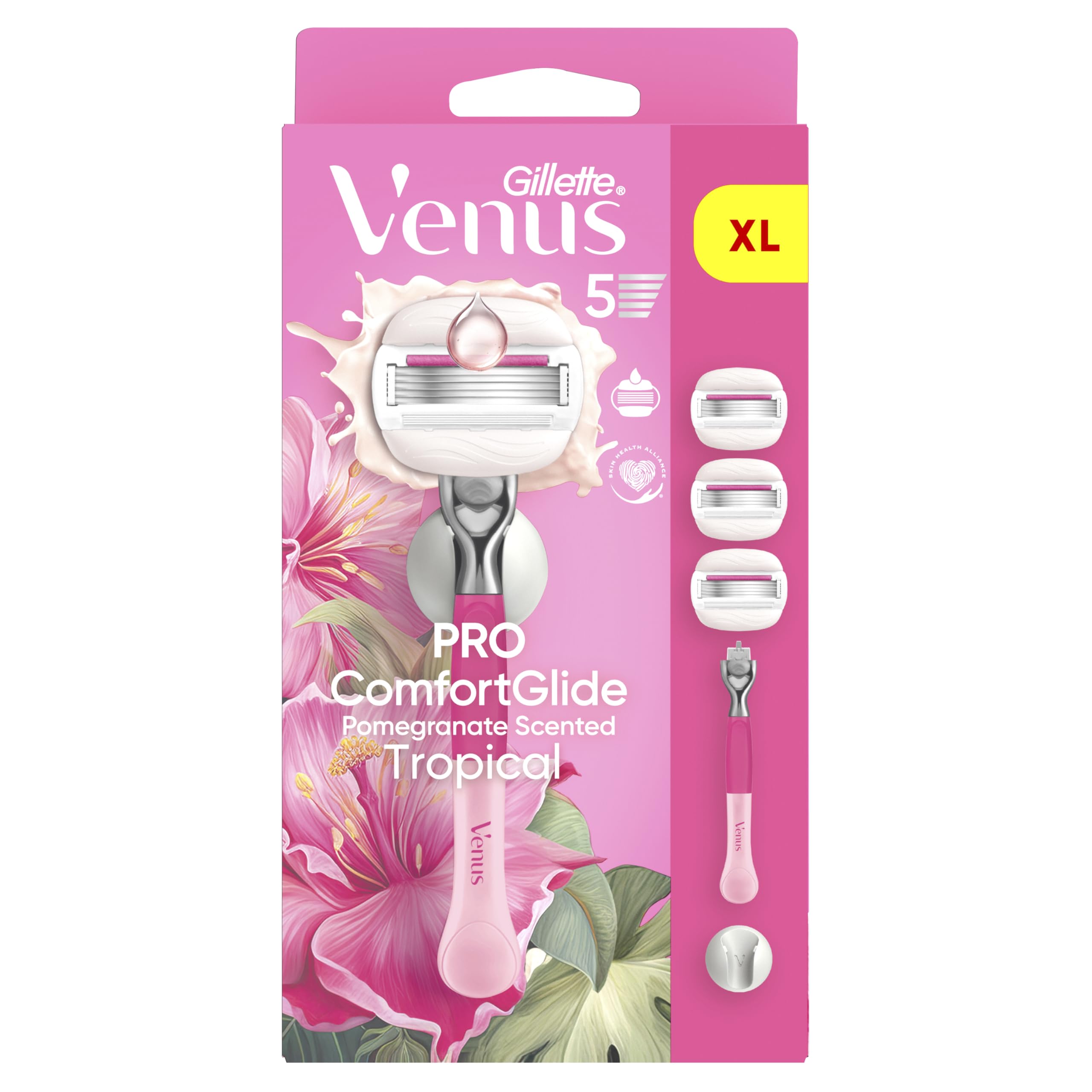 Gillette Venus Pro ComfortGlide Tropical golarka damska z zapachem granatu i zapasowymi ostrzami