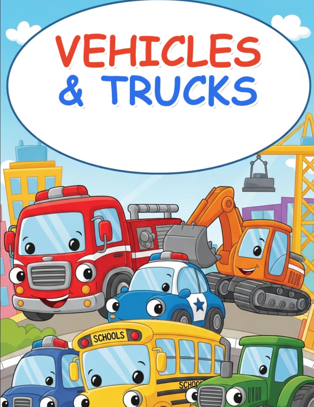 Vehicles and Trucks Coloring Book for Kids: 24 Fun Pages of Cars, Trucks, and Things That Go for Ages 3-8