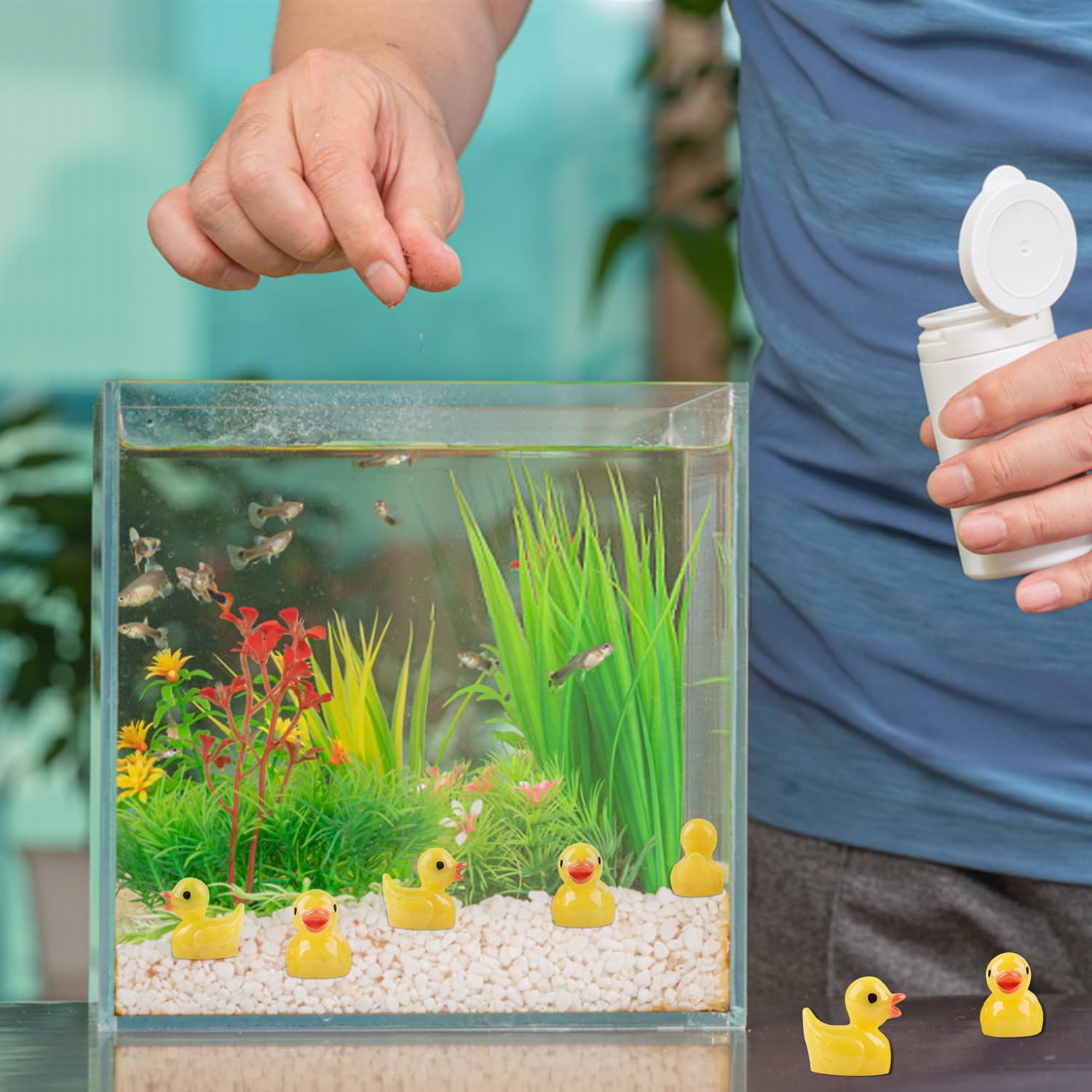 100 Mini Anatre In Resina Luminescenti – 5 Colori, Dimensioni 17x16x12 Mm, Per Decorazione Acquario, Piante, Terrario, Casa Delle Bambole, Fai Da Te