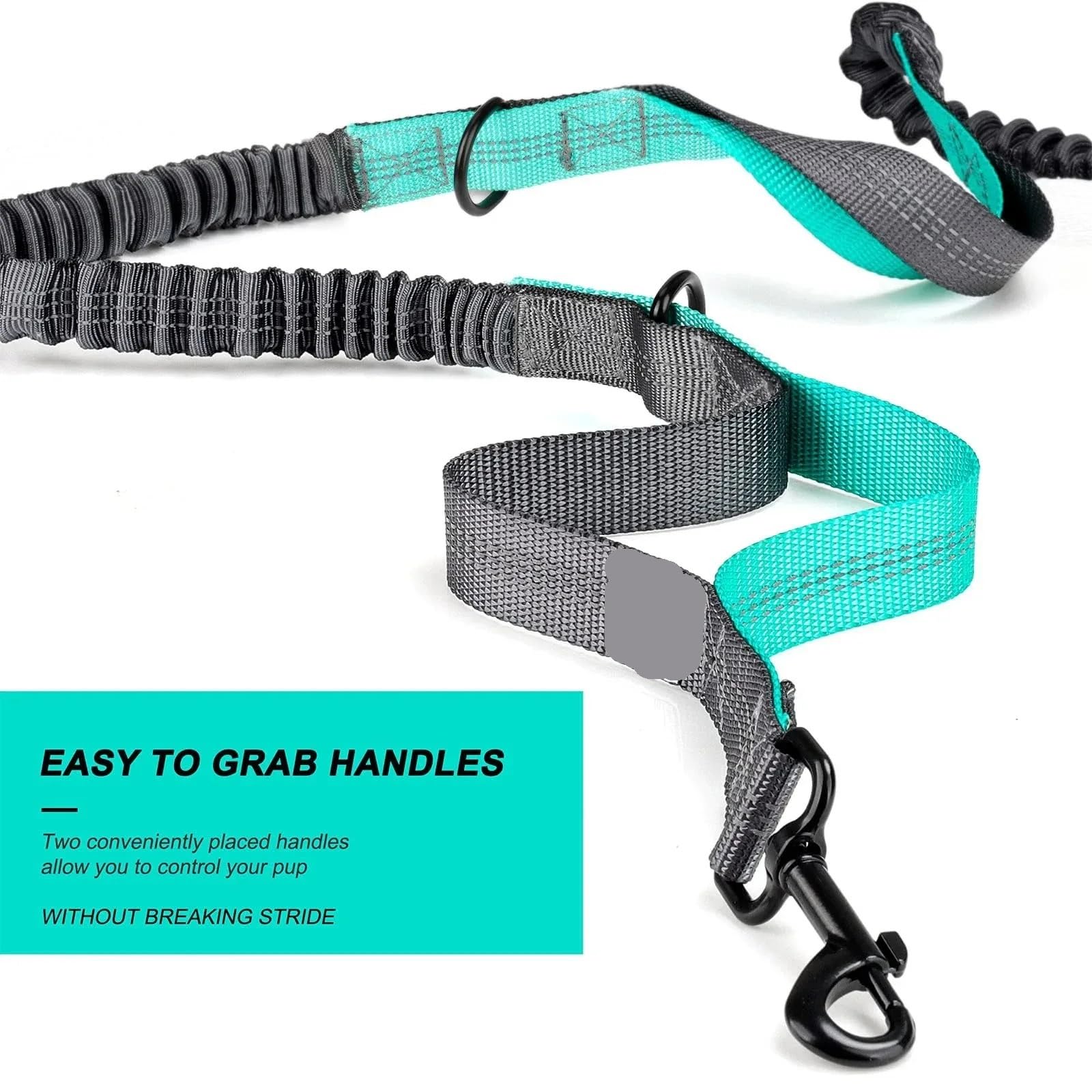 Laisse Main Libre Chien Laisse rétractable Mains Libres for Chien avec Ceinture réglable for 1/2 Chien for la Course, la Marche, la randonnée(Black for 2 Dog)
