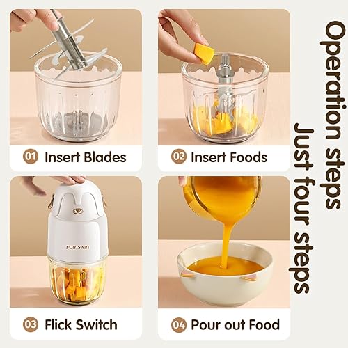 Miniatura 4 de Fabricante de alimentos para bebés, procesador con 2 cuencos de vidrio, licuadora para frutas, verduras, carne, máquina de puré