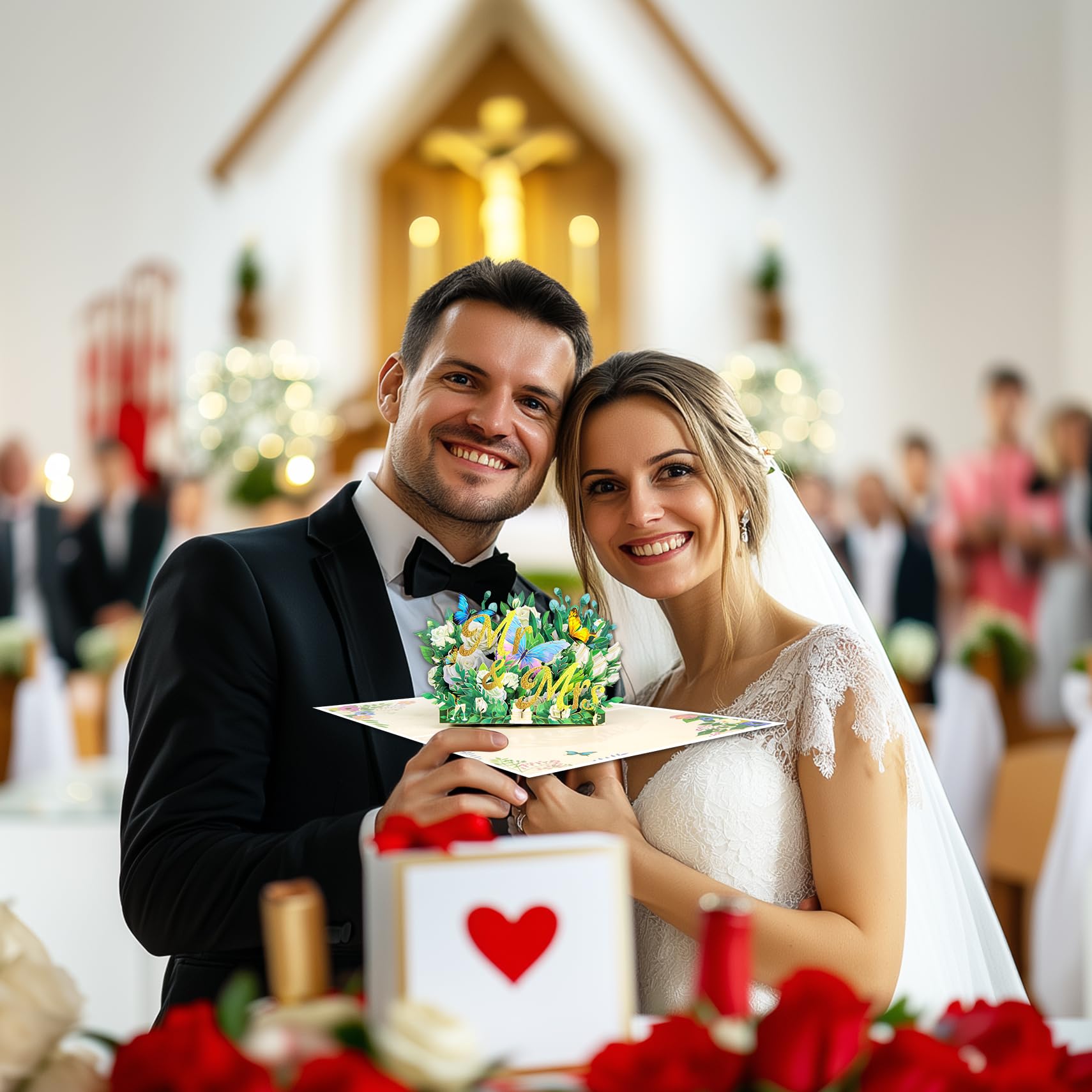 GREETING ART Pop Up Wedding Card, Mr and Mrs Wedding Card, Bridal Shower Card, Engagement Card, Mr & Mrs Card - Image 3
