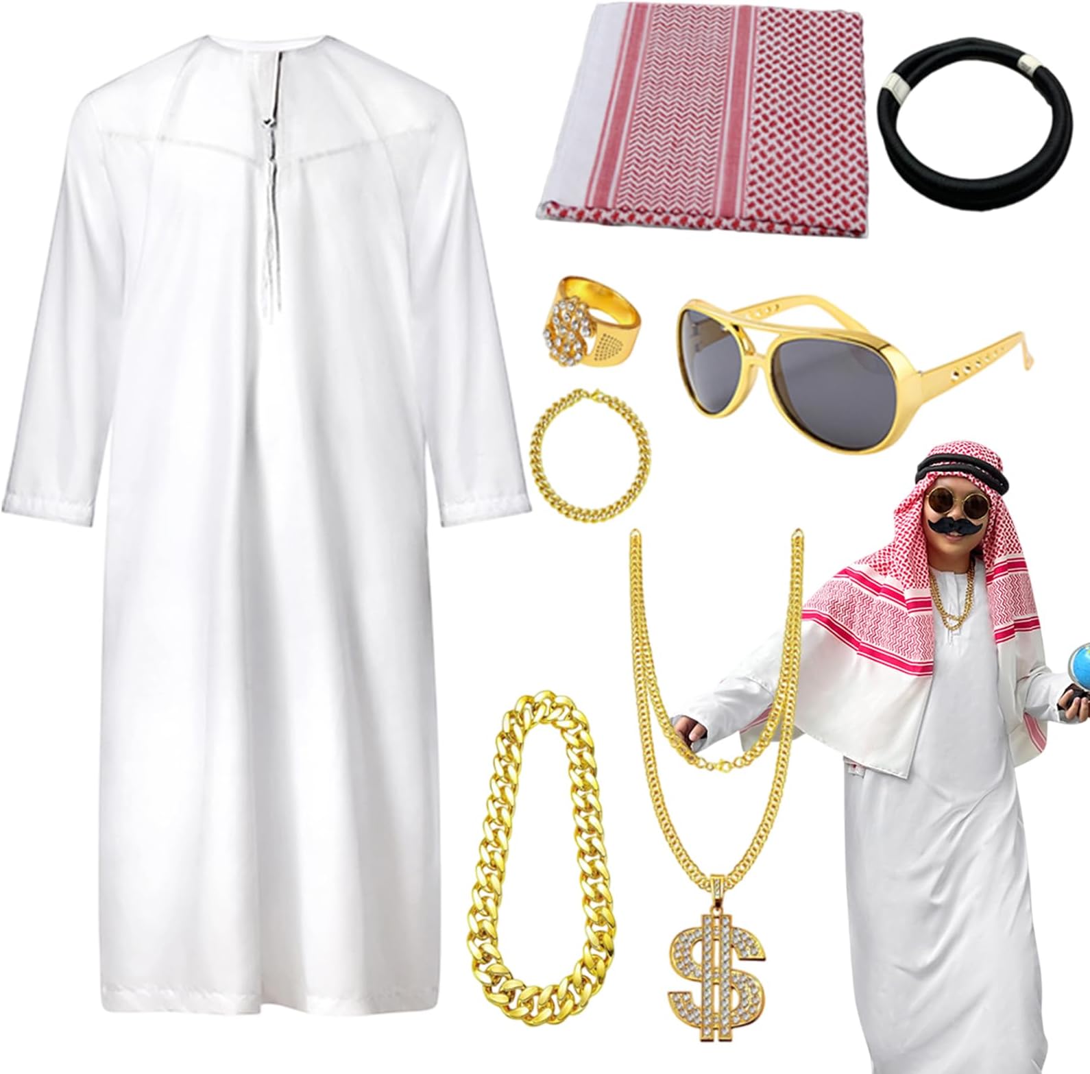 Male Arabian Outfit,Middle East Fancy Dress Accessories,Middle East Sheik Outfit - for Halloween Cosplay Role Play Carnival Christmas Stage Performance