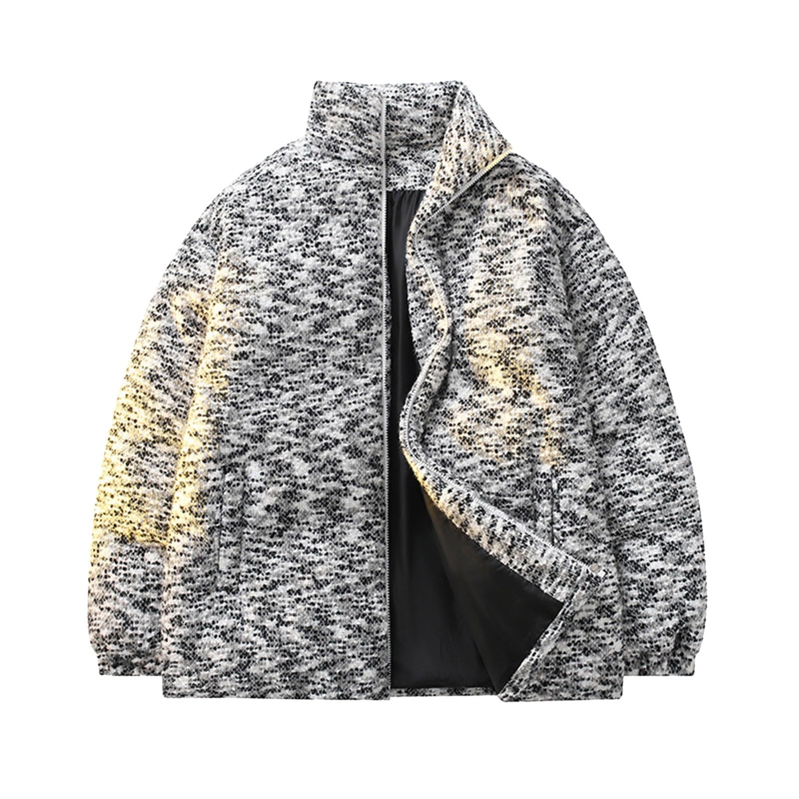 Winter Jacket Men's Winter Warm Colourful Quilted Jacket with Zip Stand-Up Collar Oversized Sweat Jacket Windproof Outdoor Down Jacket Comfortable Fashionable Transition Jacket Casual