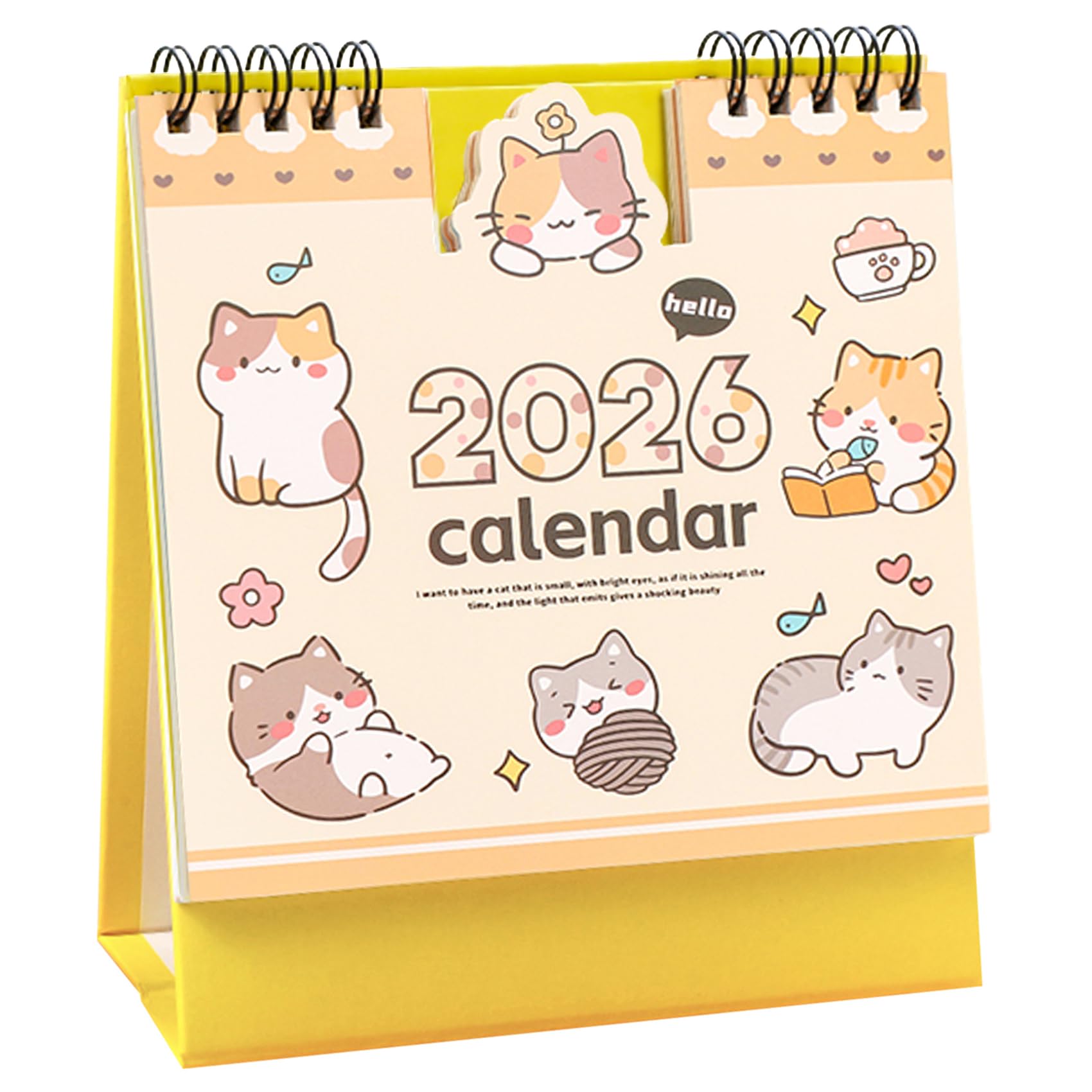 2026 Mini Desk Calendar School Monthly Schedule Cute Cartoon Calendar 6.3" x 6" - Cat (Oct. 2025 to Dec. 2026)