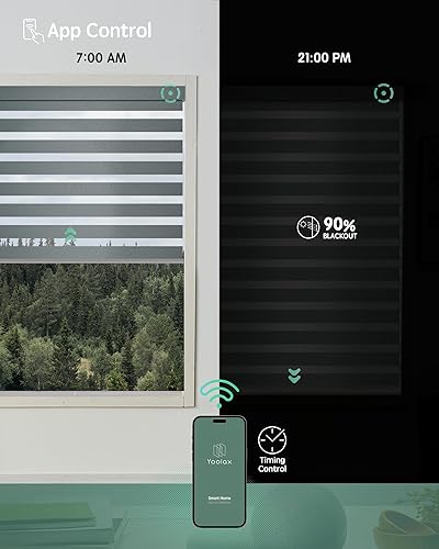Miniatura 139 de Persianas de cebra motorizadas Yoolax compatibles con Alexa, persianas motorizadas con control remoto, persianas eléctricas inteligentes automáticas