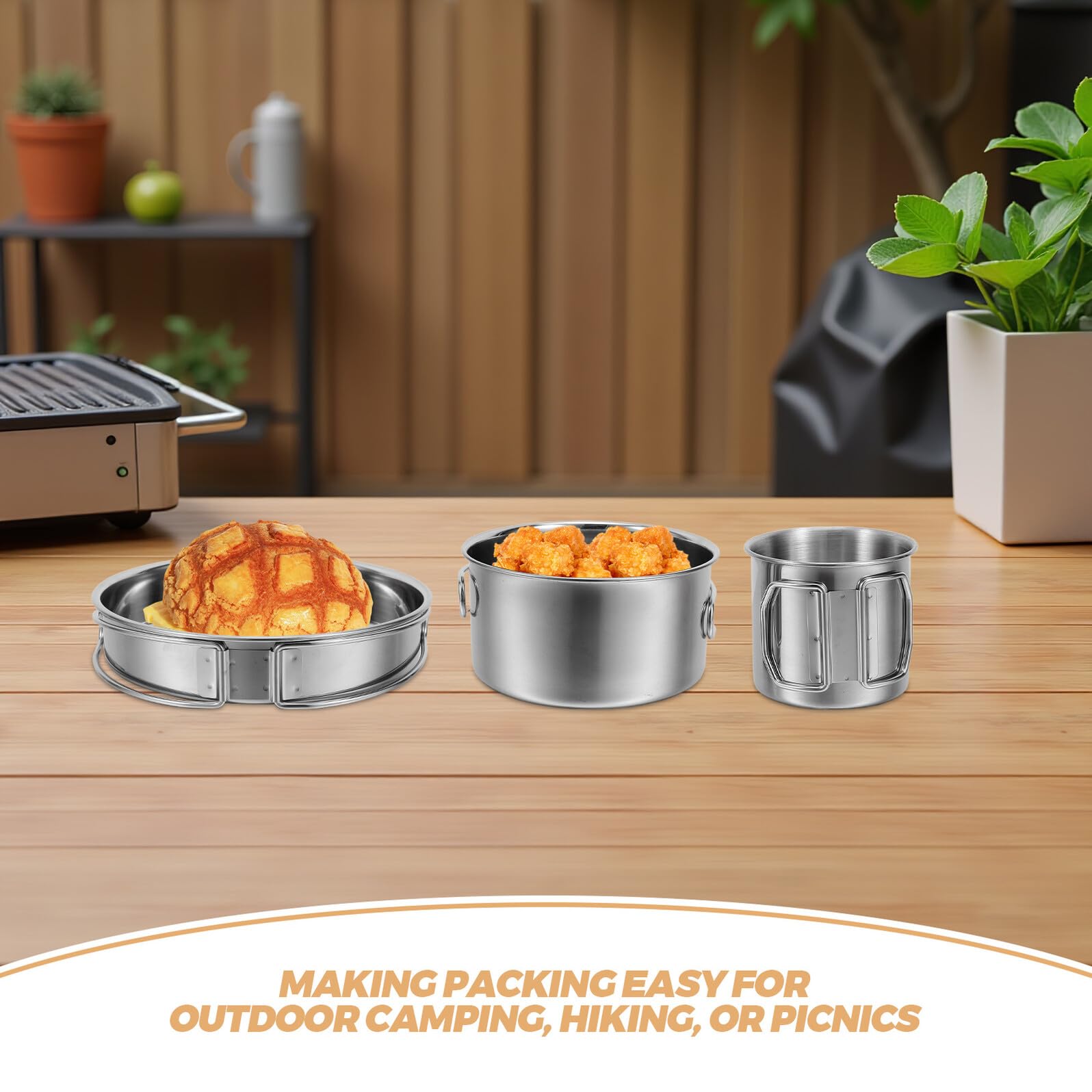 Faltbares Edelstahl Camping Besteck Set für Outdoor Wandern Picknick Leichtes Faltbares Besteck Set Tragbares Outdoor aus Edelstahl