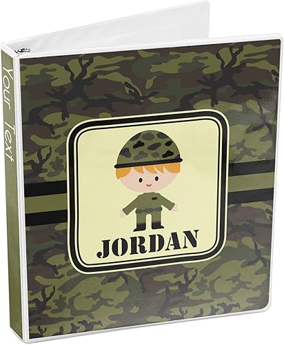 Vista 4 de Carpeta personalizada de 3 anillas de camuflaje verde - 1 pulgada