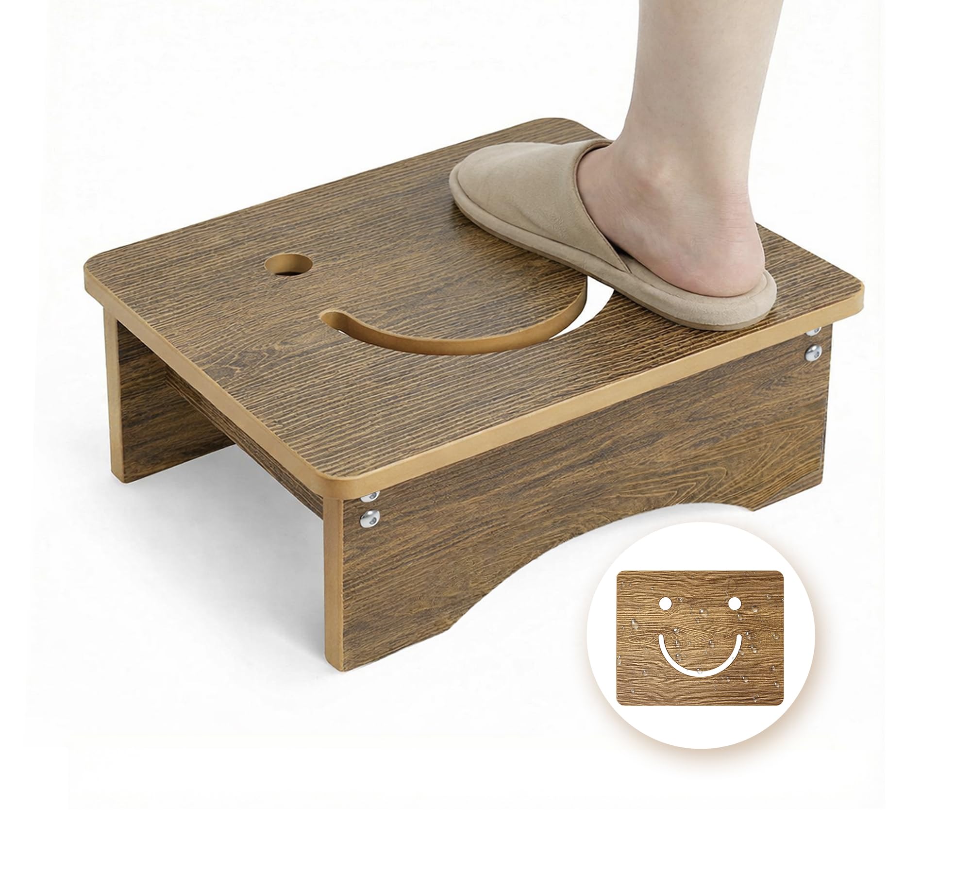 Taboret z szeroką platformą 14 cm – antypoślizgowy stopień i podnóżek z HDPE, wzór uśmiechu, pomoc przy wchodzeniu dla dorosłych i dzieci, do łazienki, kuchni, przyczepy kempingowej, wewnątrz i na