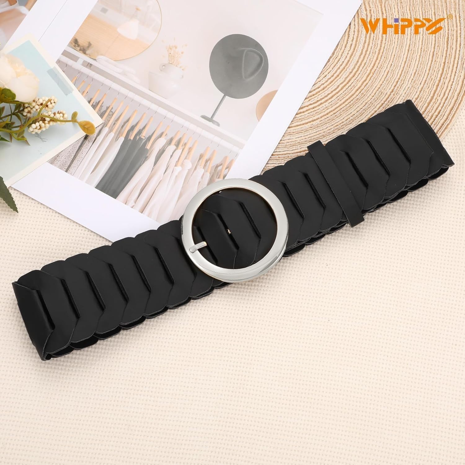 WHIPPY Wide Belts for Women with Fashion Round Gold Buckle Vintage Ladies Braided Wide Waist Belts for Dresses Coats - Image 7