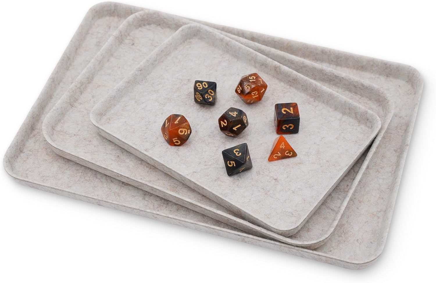 Welaxy Desk Drawer Felt DND dice Games Tray EDC Catchall nightstand multitray Entryway Bedside Caddy Counter Organize for Keys Jewelry Perfume Glasses Watches Sorting 3-Piece (Oatmeal)