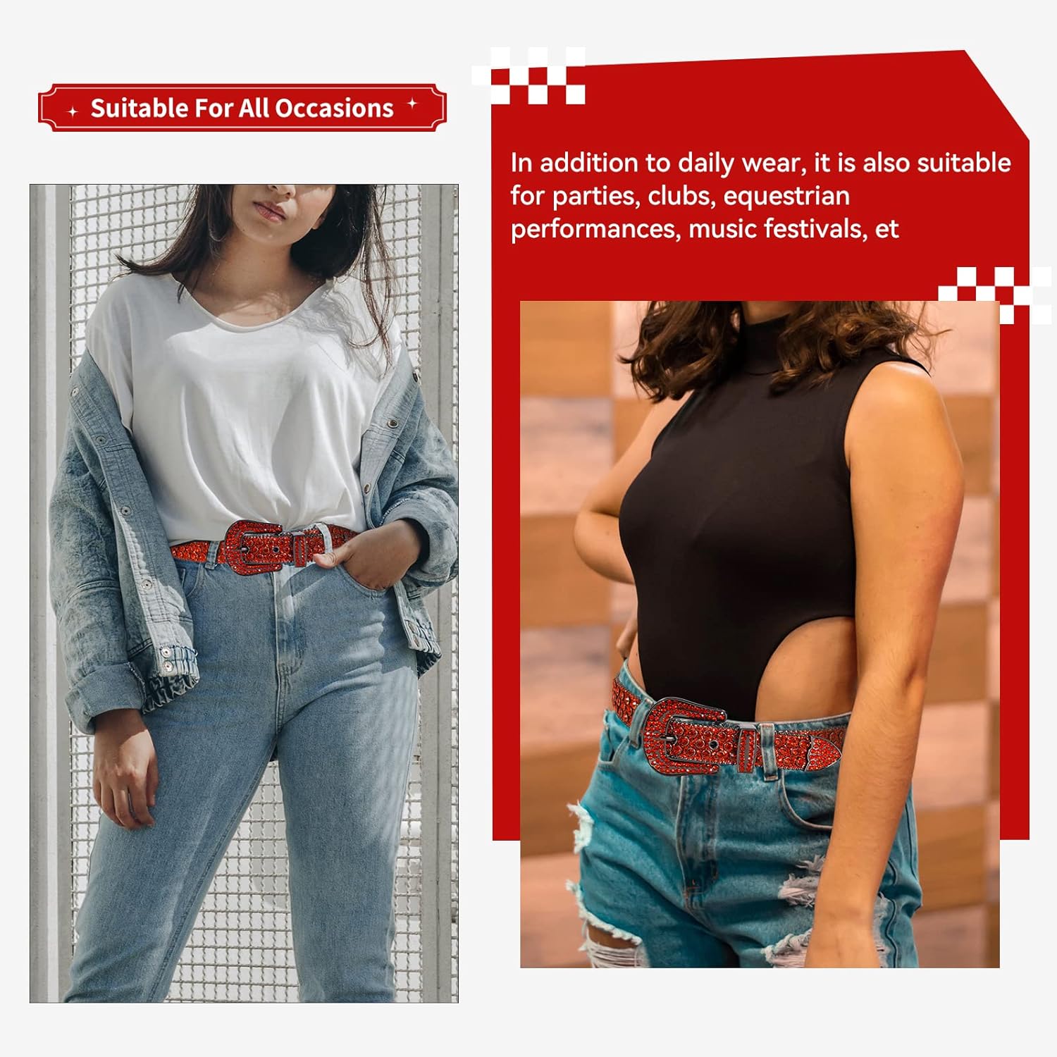 TINIDI Luxury Strap Men Women Rhinestones Belt Western Bling Bling Crystal Diamond Studded Belts - Image 4