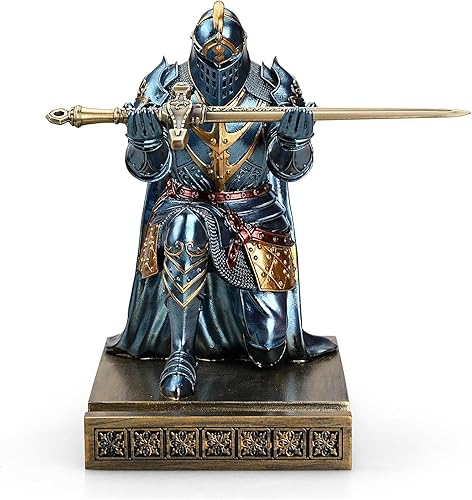 Miniatura 6 de King's Guard Leader Cloak Warrior Knight - Soporte para teléfono celular, estatua de caballero adorno, soporte para bolígrafo y pisapapeles para