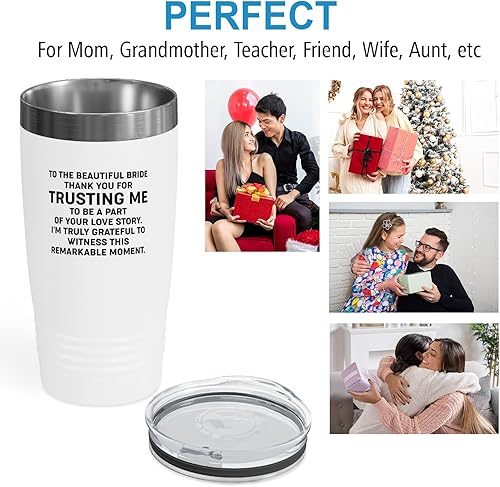 Miniatura 5 de Bride Gift from Officiant Tumbler 20oz White -Beautiful Bride - Bridal Shower Bride To Be Bachelorette Party Newlywed Wedding Officiant Brother