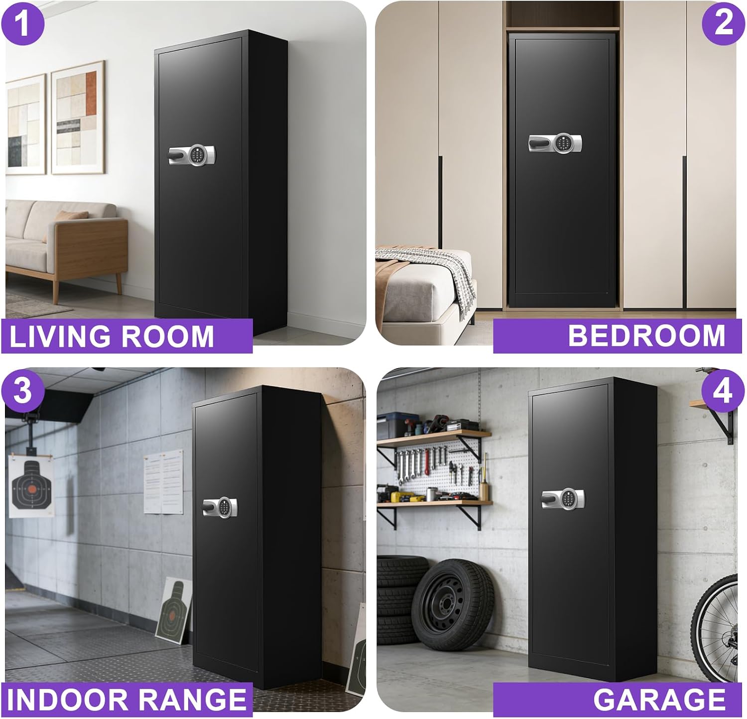 12–15 large gun safe, heavy-duty long gun safes for rifles, shotguns and pistols, gun locker with adjustable gun rack, gun cabinets with 5-layer partition and inner cabinet for gun storage