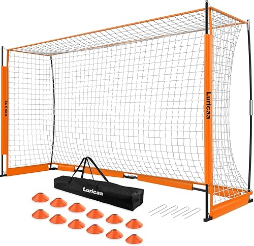 Portería de fútbol plegable, red de fútbol portátil de 12 x 6 pies 6 x 4 pies para patio trasero, de configuración rápida con 1 bolsa de