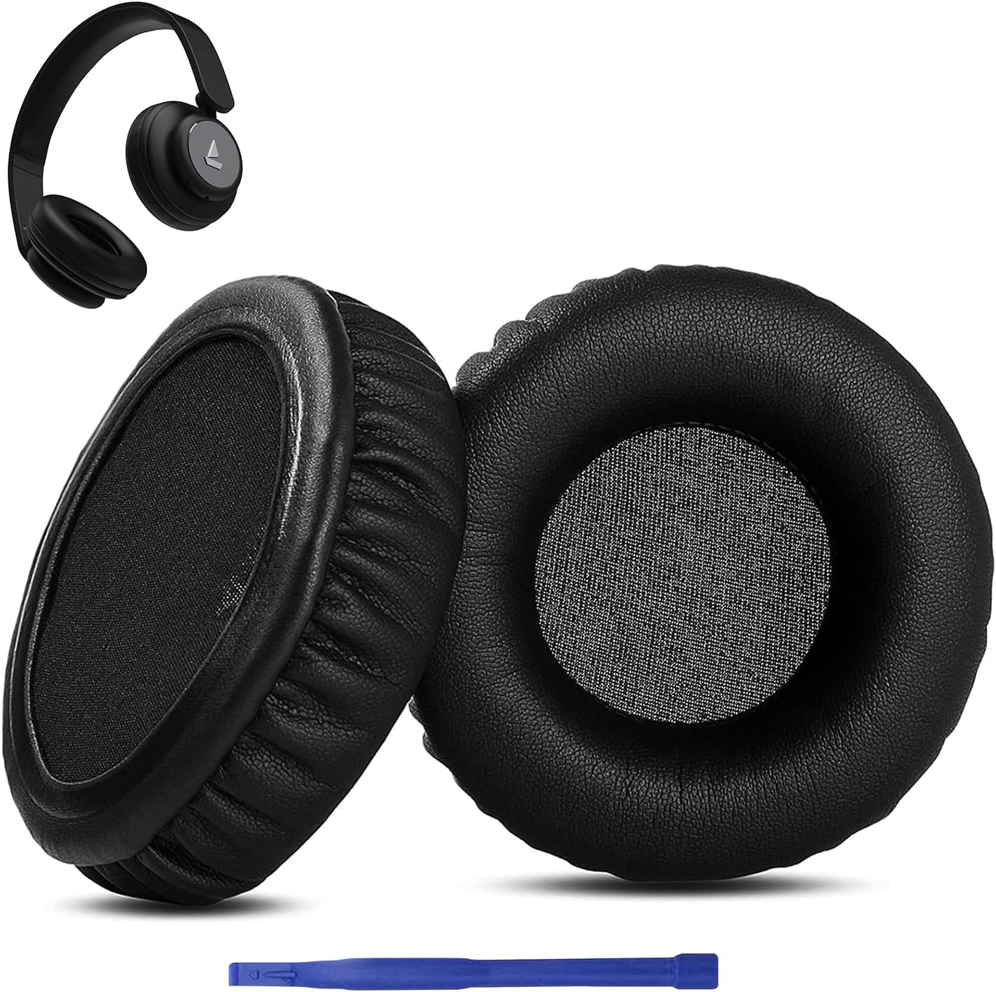 80mm Headphone Cushion Compatible with Rockerz 450, 450 Pro, Sony WHXB700/WH XB700 Extra Bass Bluetooth Headphones, Ear Pads with Soft Protein Leather, High-Density Memory Foam - Black