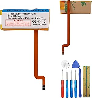 E-YIIVIIL Replacement Battery 616-0229 Compatible with iPod 5th - 7th Generation Video Classic A1136 A1238 6th 80GB 6.5th 120GB 7th 160GB 5th 30GBwith Tools