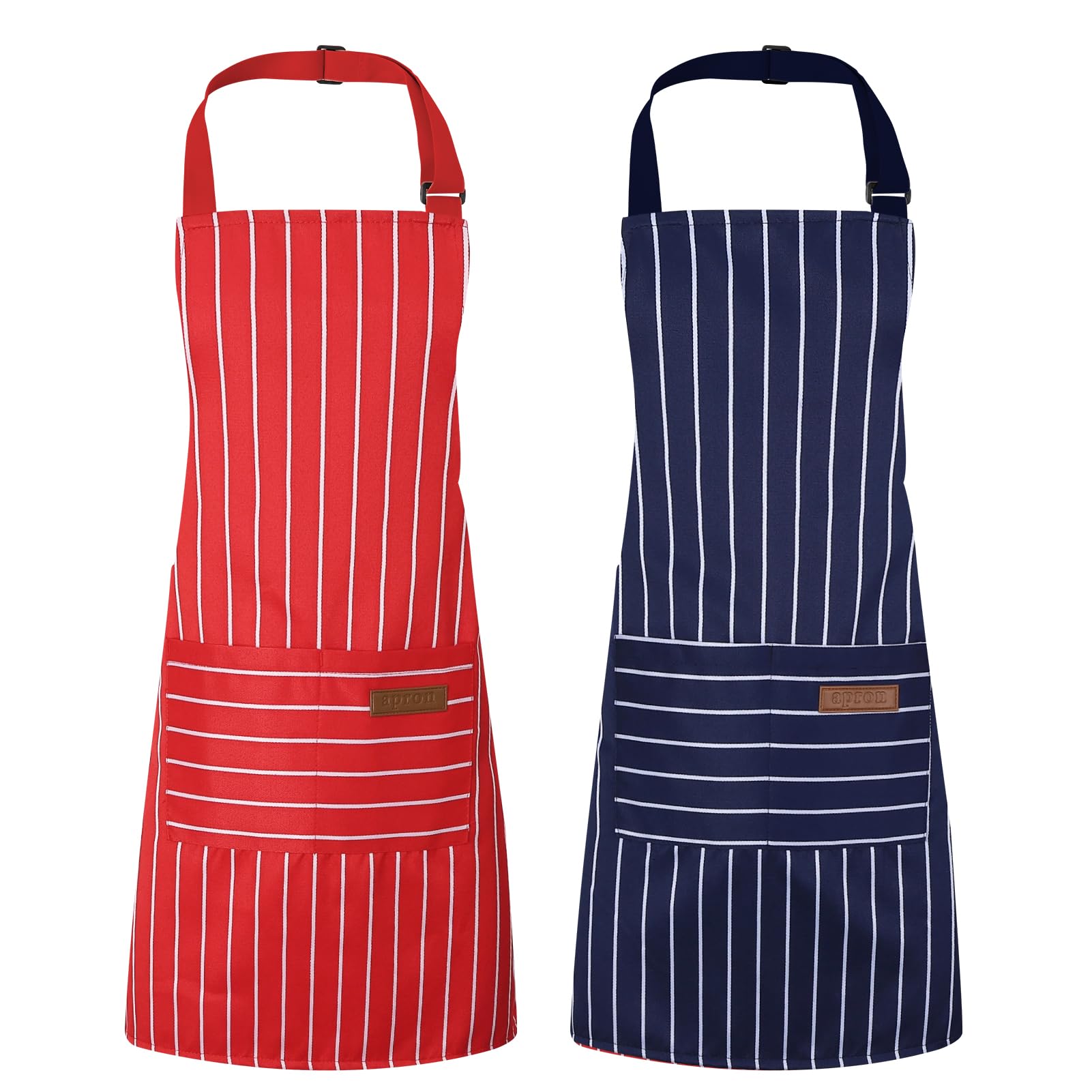 saerryor 2 Pack Kids Aprons for Cooking,BBQ Aprons with Pockets(Red Blue) — image 1