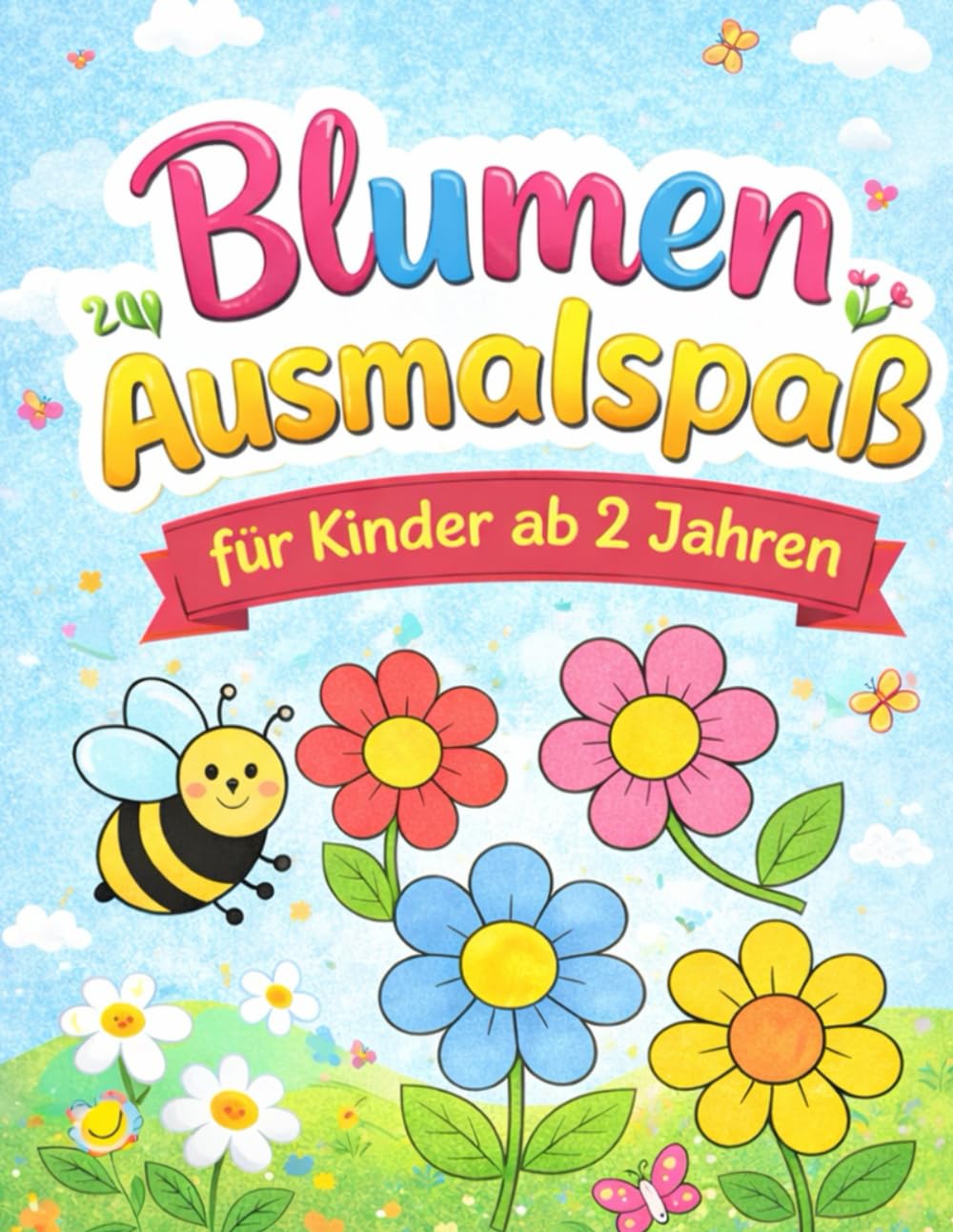 Blumen Ausmalspaß für Kinder ab 2+ Jahre (Ausmalbilder für Kleinkinder ab 2 Jahre)