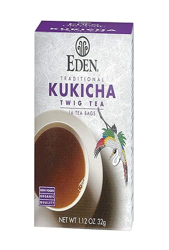 Eden Té ramita, bolsas de té, kukicha, cajas orgánicas de 1.12 oz