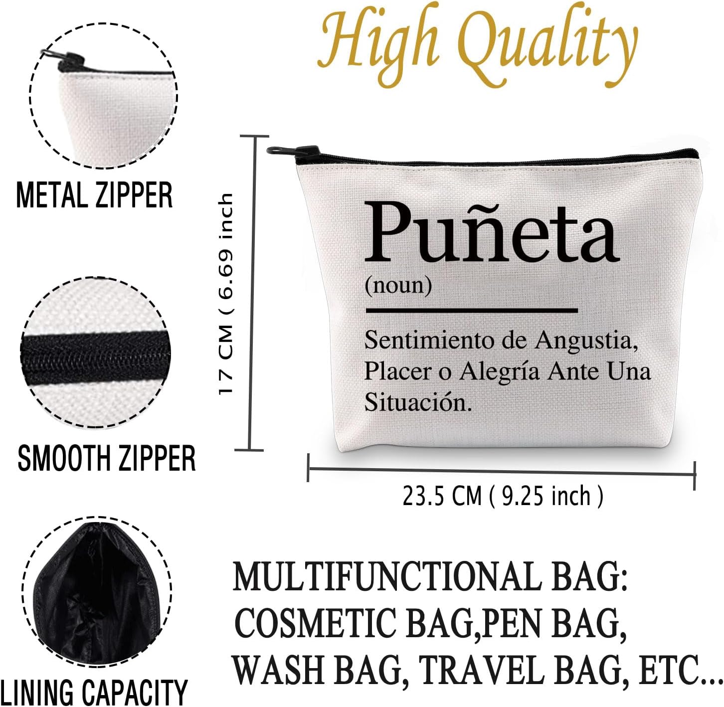 JXGZSO Puñeta Definition Cosmetic Bag Puerto Rican Makeup Pouch Puerto Rico Travel Gift Puerto Rico Lover Gift Puertorican Gift (Puñeta Bag) - Image 2