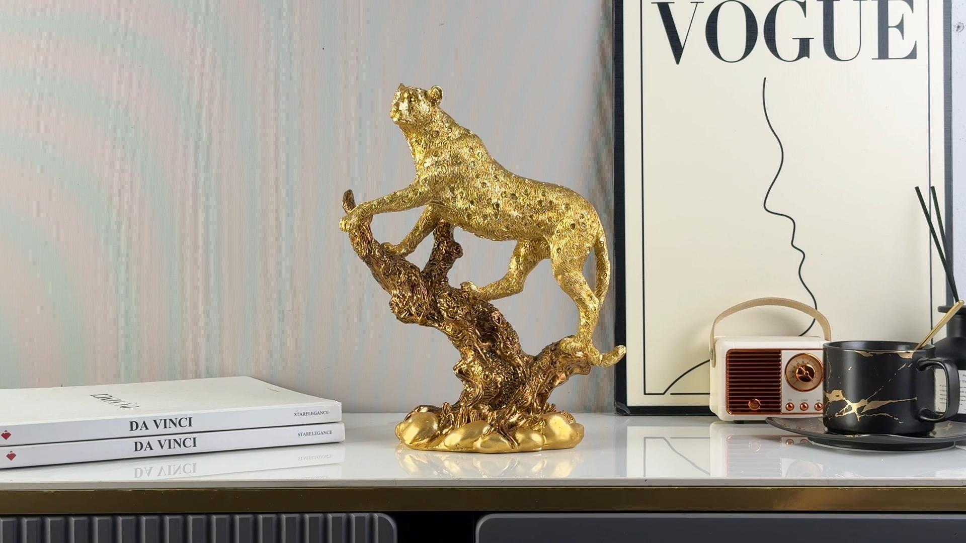 Estatua de Leopardo en Resina 11" para Decoración miniatura 7