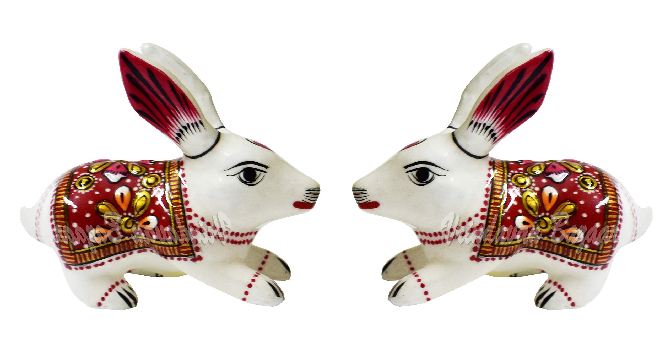 Lapins en métal émaillé artisanat d'art décoration chic 3 pouces
